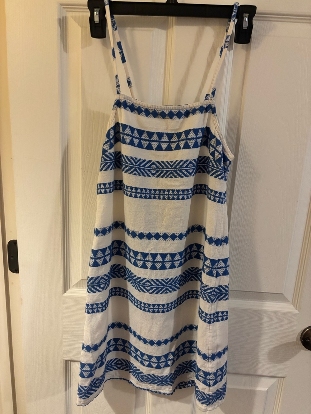 Aerie Boho Blue White Embroidered Strappy Mini Dress XXS Sundress Coverup NoFlaw